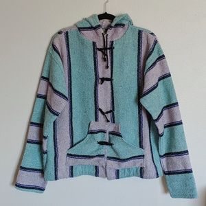 Woven Jerga Baja Blue and Pink Hoodie Sweater